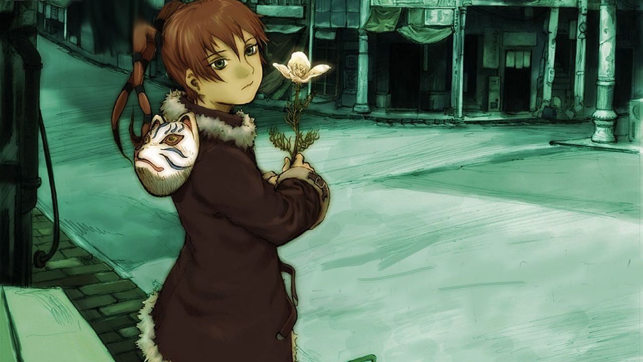 Cena de Texhnolyze com tons frios e estética cyberpunk decadente